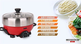 宜阁 edei 3l不锈钢电火锅分体煮面电热火锅xc3003