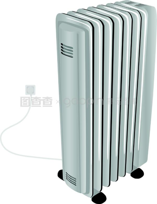 在白色上分离的油电加热器
